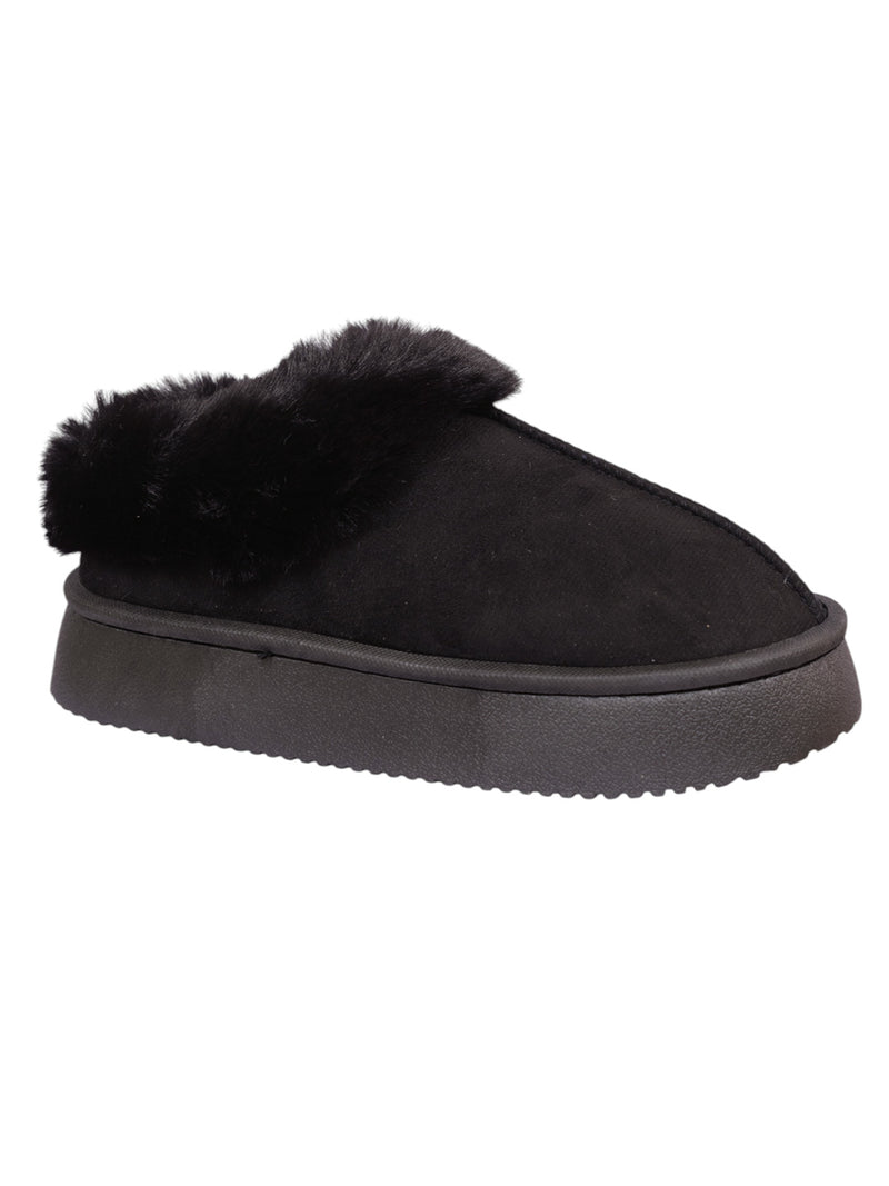Black Suede Winter Warm Flatform Boots (TC-AM02-1758-BLK)