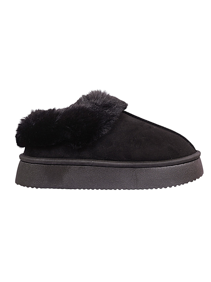 Black Suede Winter Warm Flatform Boots (TC-AM02-1758-BLK)