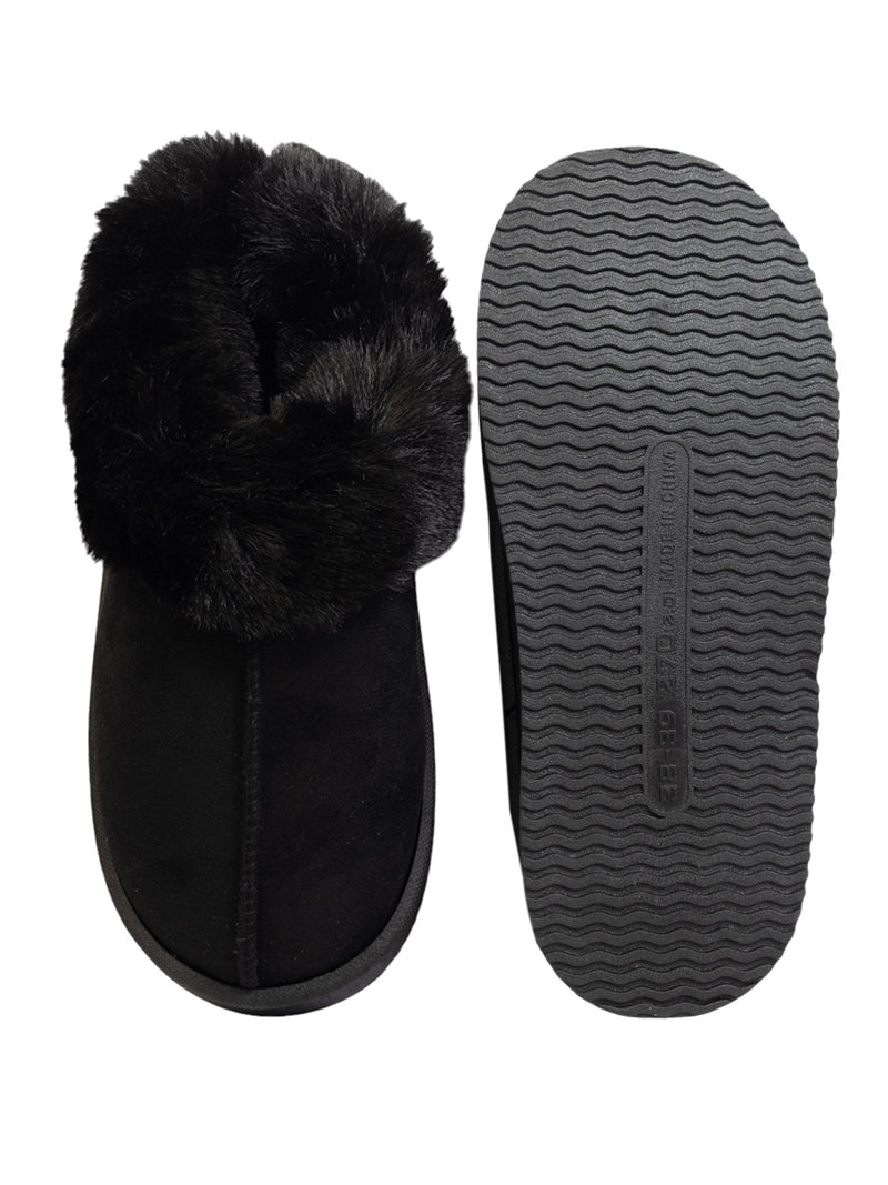 Black Suede Winter Warm Flatform Boots (TC-AM02-1758-BLK)