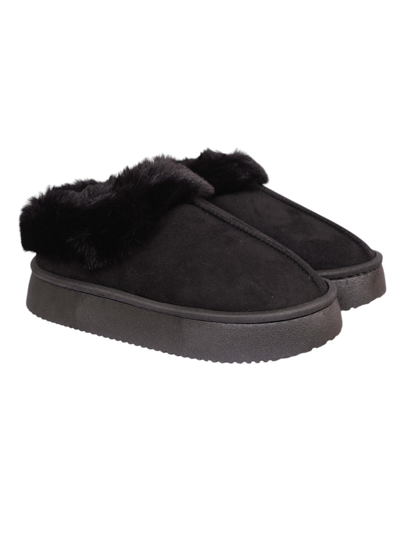 Black Suede Winter Warm Flatform Boots (TC-AM02-1758-BLK)
