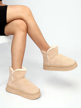 Beige Suede Winter Thick Sole Snow Ankle Boot (TC-AM08-217-BEIG)