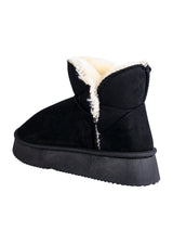 Black Suede Winter Thick Sole Snow Ankle Boot (TC-AM08-217-BLK)