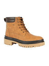 Tan Synthetic Leather Lace-Up Block Heel Ankle Boot (TC-AVI-03-TAN)