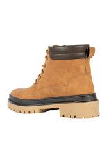 Tan Synthetic Leather Lace-Up Block Heel Ankle Boot (TC-AVI-03-TAN)
