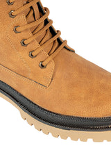Tan Synthetic Leather Lace-Up Block Heel Ankle Boot (TC-AVI-03-TAN)