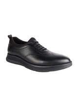 Black Synthetic Leather Round Toe Lace Up Brogues Shoes For Men (TC-AVI-05-BLK)