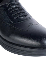 Black Synthetic Leather Round Toe Lace Up Brogues Shoes For Men (TC-AVI-05-BLK)