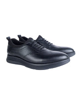 Black Synthetic Leather Round Toe Lace Up Brogues Shoes For Men (TC-AVI-05-BLK)