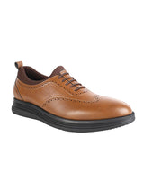 Tan Synthetic Leather Round Toe Lace Up Brogues Shoes For Men (TC-AVI-05-TAN)