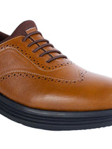 Tan Synthetic Leather Round Toe Lace Up Brogues Shoes For Men (TC-AVI-05-TAN)