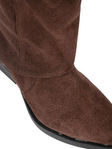 Brown Suede Fold Over Block Heel Long Boot (TC-AVI-07-BRO)