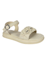 Beige Green Synthetic Leather Buckle Sandals For Kids-Girls (TC-B08-BEIGRN)