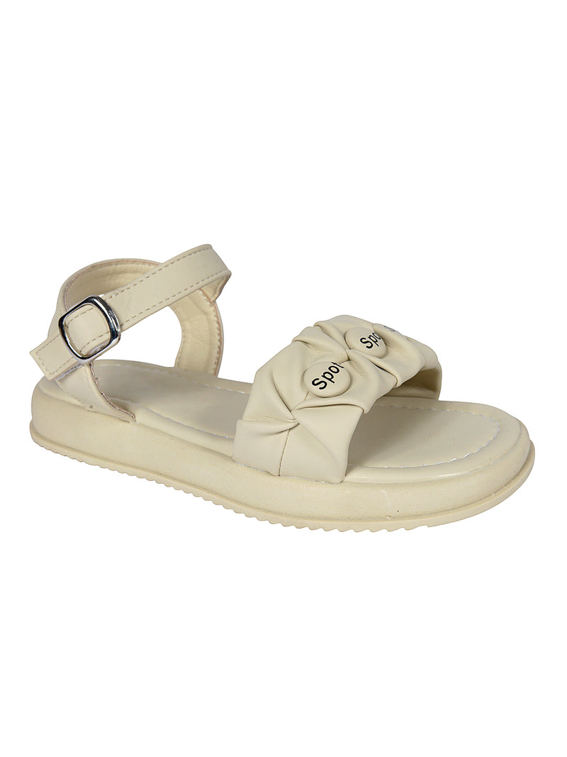 Beige Green Synthetic Leather Buckle Sandals For Kids-Girls (TC-B08-BEIGRN)