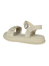 Beige Green Synthetic Leather Buckle Sandals For Kids-Girls (TC-B08-BEIGRN)