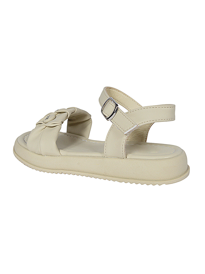 Beige Green Synthetic Leather Buckle Sandals For Kids-Girls (TC-B08-BEIGRN)