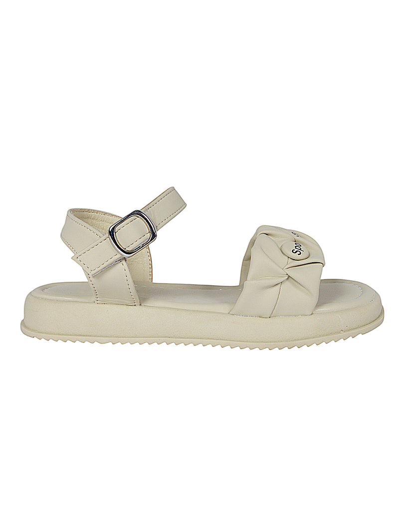 Beige Green Synthetic Leather Buckle Sandals For Kids-Girls (TC-B08-BEIGRN)