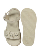 Beige Green Synthetic Leather Buckle Sandals For Kids-Girls (TC-B08-BEIGRN)