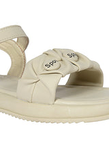 Beige Green Synthetic Leather Buckle Sandals For Kids-Girls (TC-B08-BEIGRN)