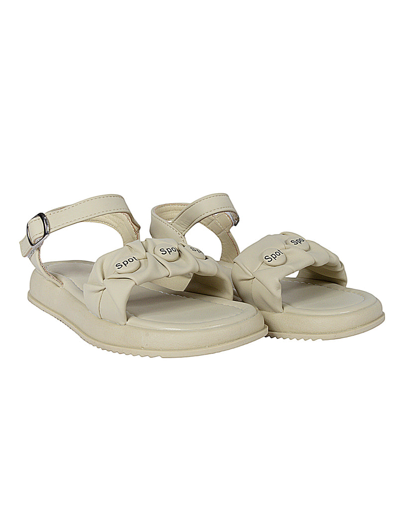 Beige Green Synthetic Leather Buckle Sandals For Kids-Girls (TC-B08-BEIGRN)