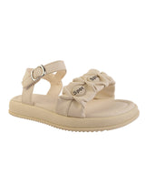Beige Synthetic Leather Buckle Sandals For Kids-Girls (TC-B08-BEIG)