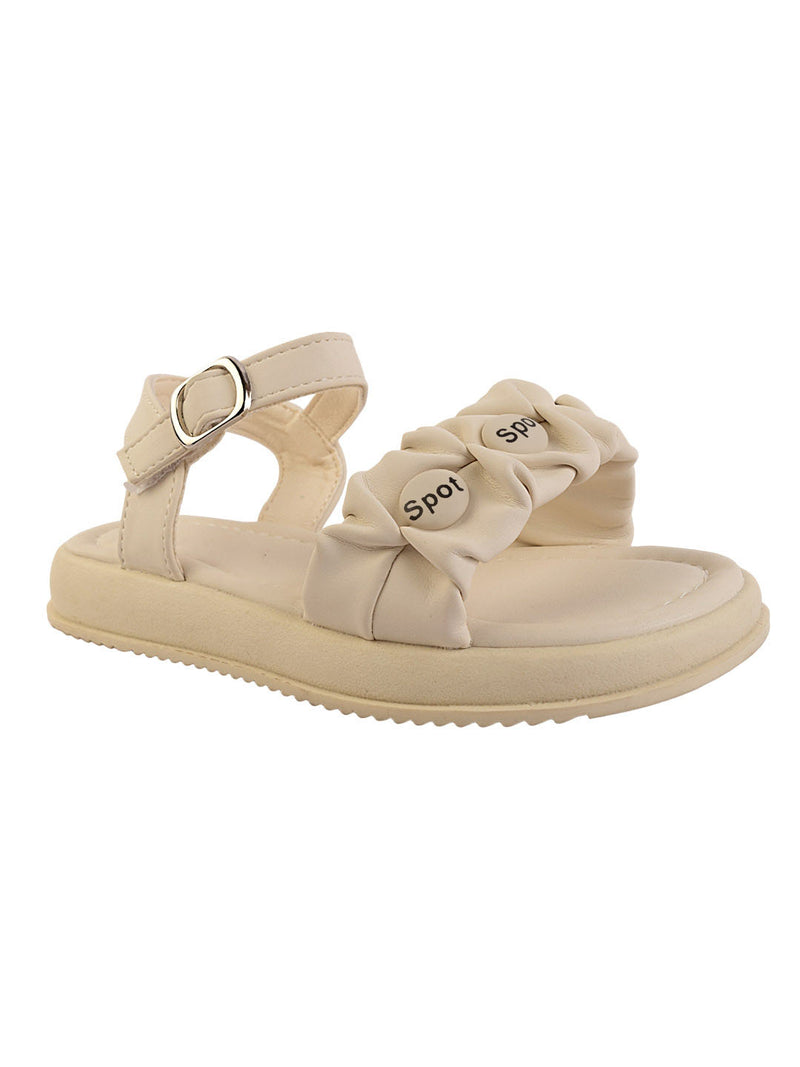 Beige Synthetic Leather Buckle Sandals For Kids-Girls (TC-B08-BEIG)
