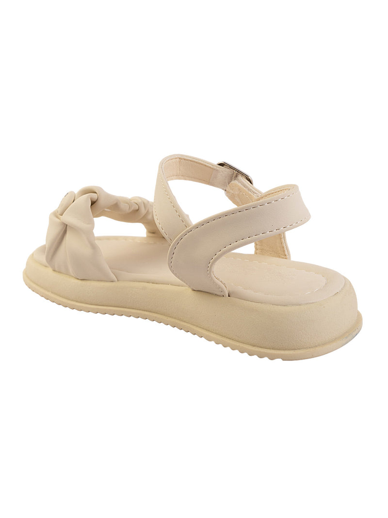 Beige Synthetic Leather Buckle Sandals For Kids-Girls (TC-B08-BEIG)