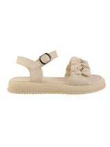 Beige Synthetic Leather Buckle Sandals For Kids-Girls (TC-B08-BEIG)