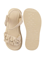 Beige Synthetic Leather Buckle Sandals For Kids-Girls (TC-B08-BEIG)