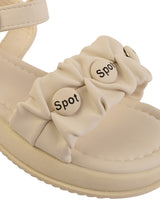 Beige Synthetic Leather Buckle Sandals For Kids-Girls (TC-B08-BEIG)
