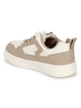 White Beige PU Rotating Button Sneakers For Kids-Unisex (TC-B517-WHTBEIG)