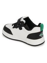 White Black PU Velcro Sneakers For Kids-Unisex (TC-B519-WHTBLK)