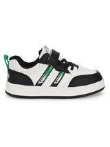 White Black PU Velcro Sneakers For Kids-Unisex (TC-B519-WHTBLK)