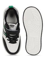 White Black PU Velcro Sneakers For Kids-Unisex (TC-B519-WHTBLK)