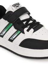 White Black PU Velcro Sneakers For Kids-Unisex (TC-B519-WHTBLK)