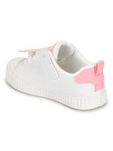 White Pink PU Lace-Up Sneakers For Kids-Unisex (TC-B537-WHTPNK)