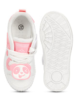 White Pink PU Lace-Up Sneakers For Kids-Unisex (TC-B537-WHTPNK)