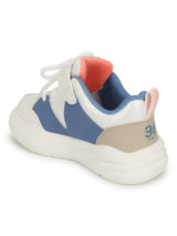 White Blue PU Lace-Up Sneakers For Kids-Unisex (TC-B551-WHTBLU)