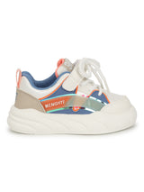 White Blue PU Lace-Up Sneakers For Kids-Unisex (TC-B551-WHTBLU)