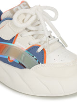 White Blue PU Lace-Up Sneakers For Kids-Unisex (TC-B551-WHTBLU)