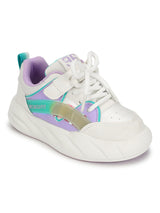 White Purple PU Lace-Up Sneakers For Kids-Unisex (TC-B551-WHTPUR)