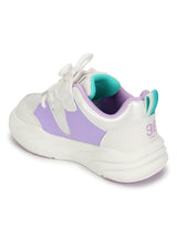 White Purple PU Lace-Up Sneakers For Kids-Unisex (TC-B551-WHTPUR)