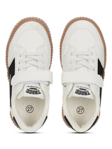 White Black PU Velcro Sneakers For Kids-Unisex (TC-B636-WHTBLK)