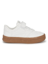 White PU Velcro Sneakers For Kids-Unisex (TC-B636-WHT)