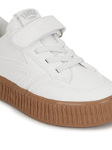 White PU Velcro Sneakers For Kids-Unisex (TC-B636-WHT)