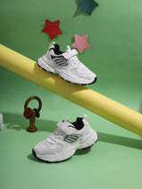 White Black Mesh Velcro Sneakers For Kids-Unisex (TC-B8819-WHTBLK)