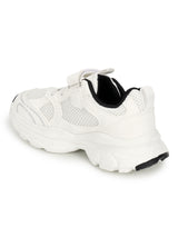 White Black Mesh Velcro Sneakers For Kids-Unisex (TC-B8819-WHTBLK)