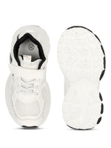 White Black Mesh Velcro Sneakers For Kids-Unisex (TC-B8819-WHTBLK)