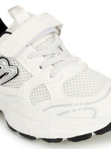 White Black Mesh Velcro Sneakers For Kids-Unisex (TC-B8819-WHTBLK)