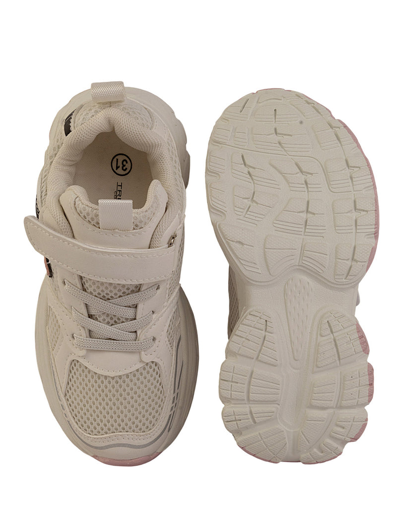 White Pink Mesh Velcro Sneakers For Kids-Unisex (TC-B8819-WHTPNK)