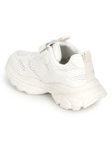 White Mesh Velcro Sneakers For Kids-Unisex (TC-B8819-WHT)
